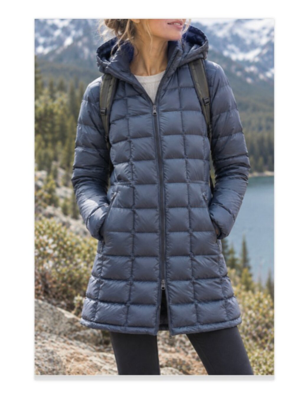 REI Down Quilted Hooded Puffer Jacket Lightweight Navy Size XS